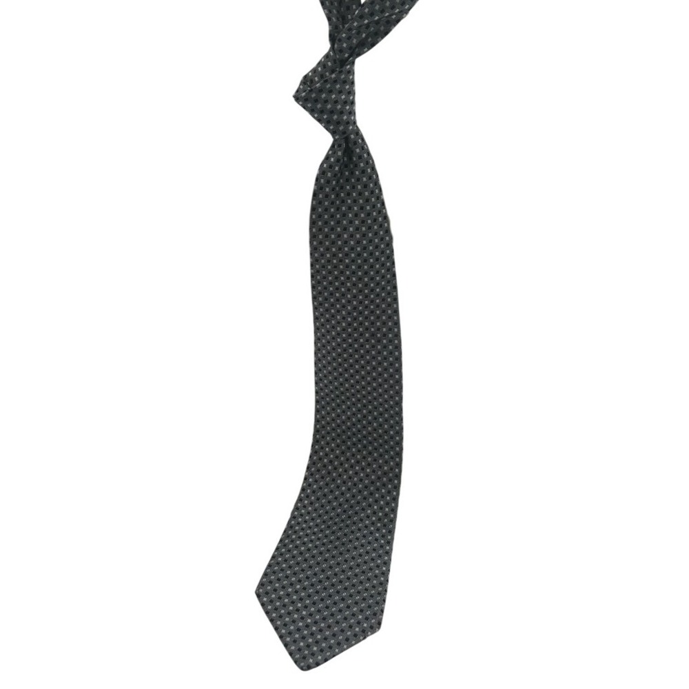 Tom James Necktie All Silk Gray & Black Geometric Pattern Professional Formal‎